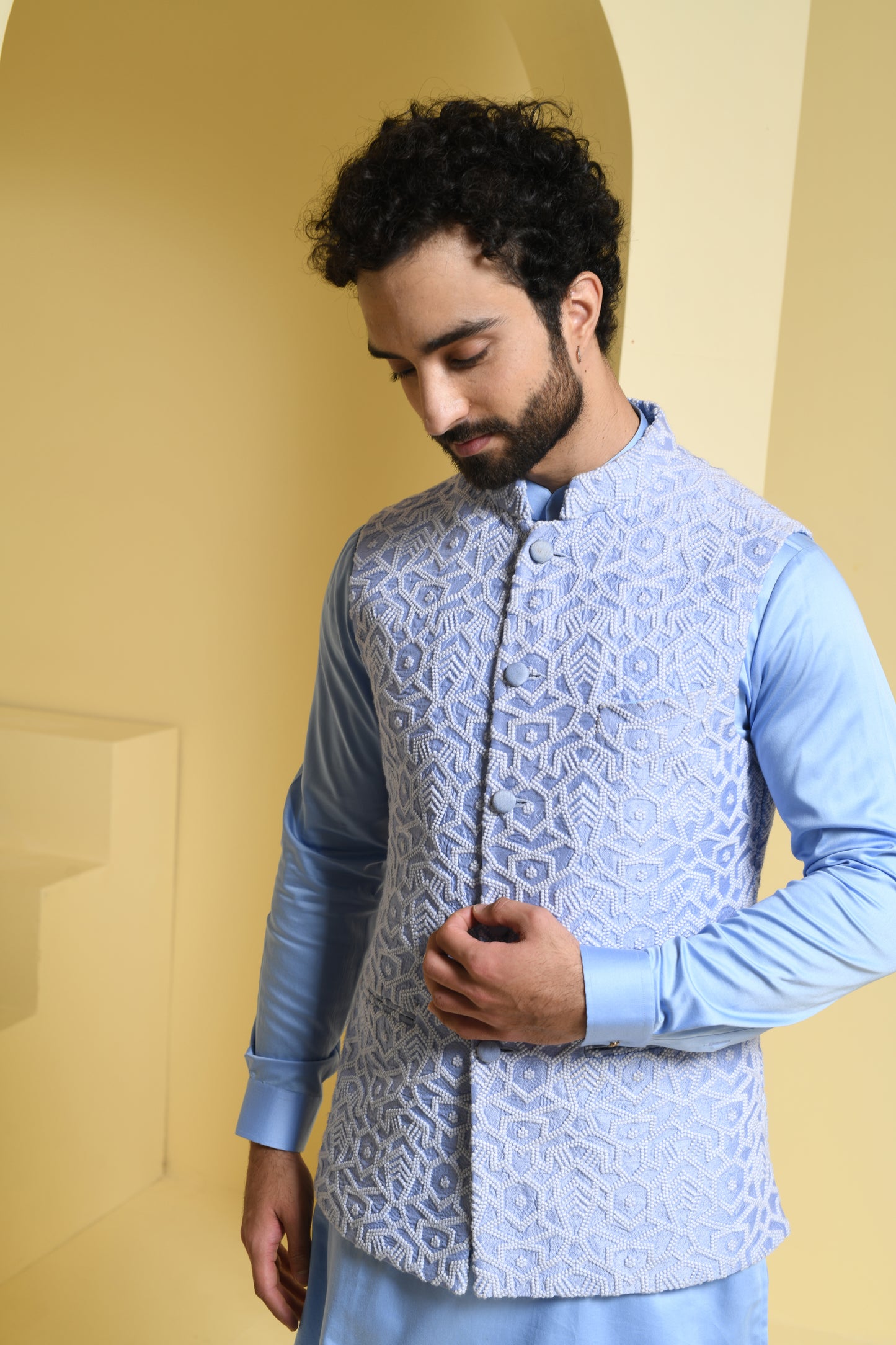 Embroidered 3-Piece Kurta & Pyjama Set