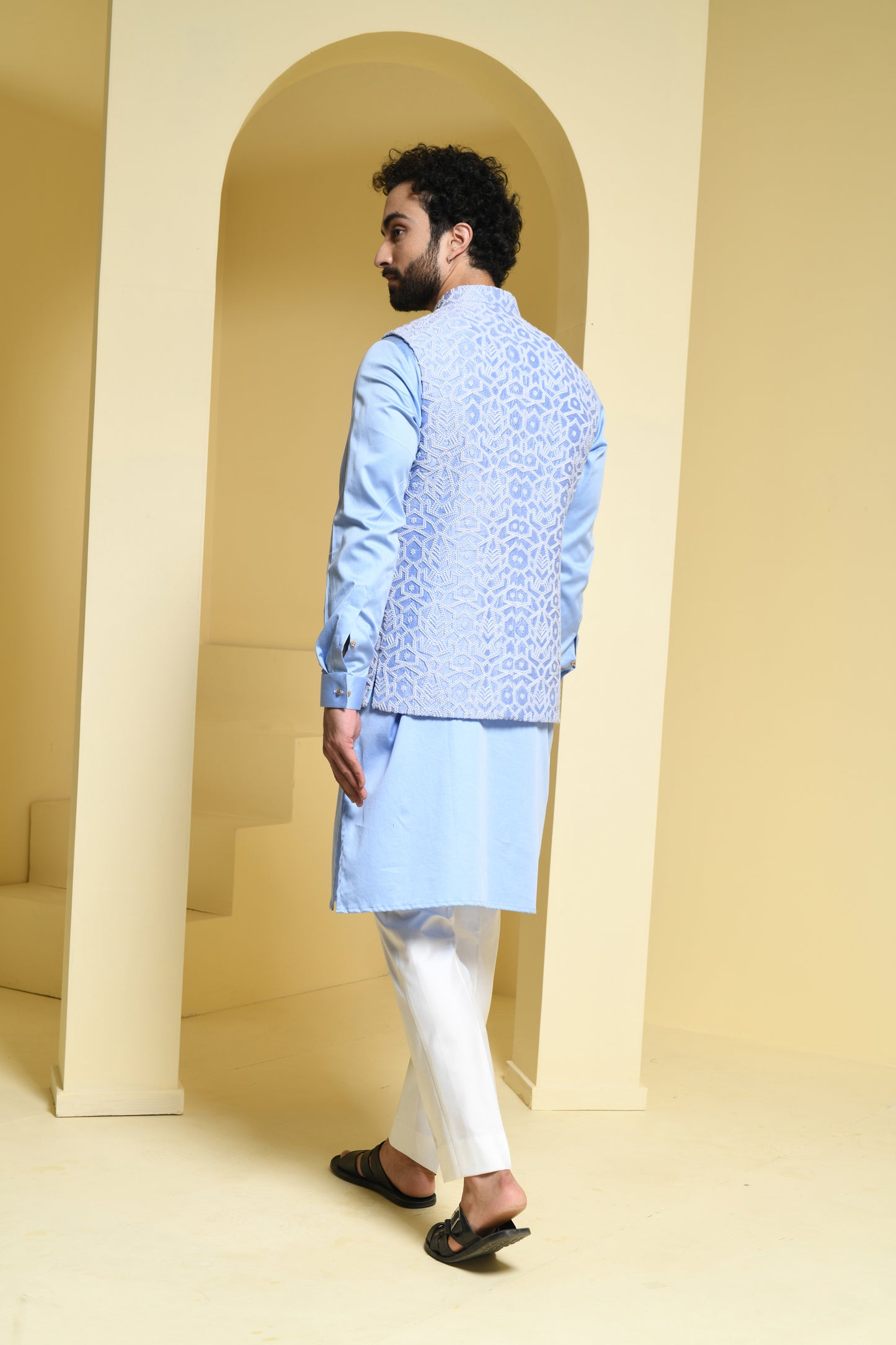 Embroidered 3-Piece Kurta & Pyjama Set