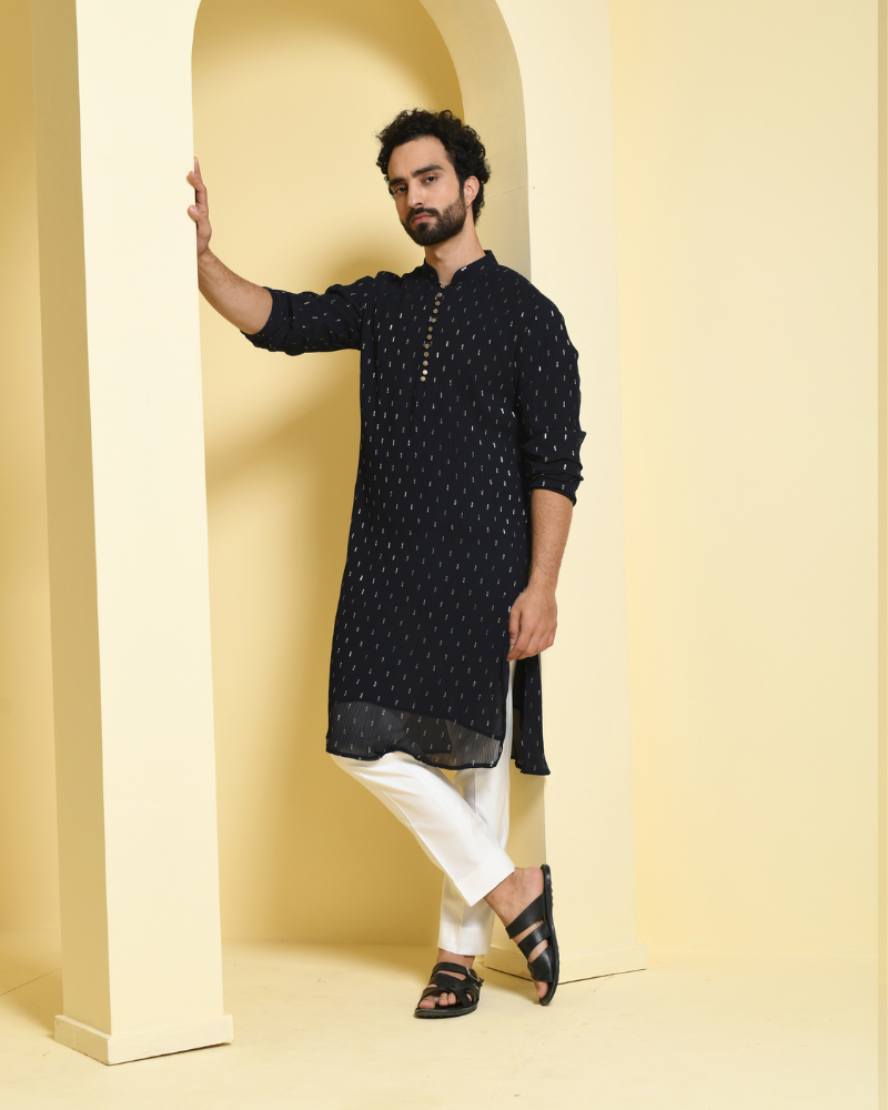 Deep Blue Embellished Kurta Set