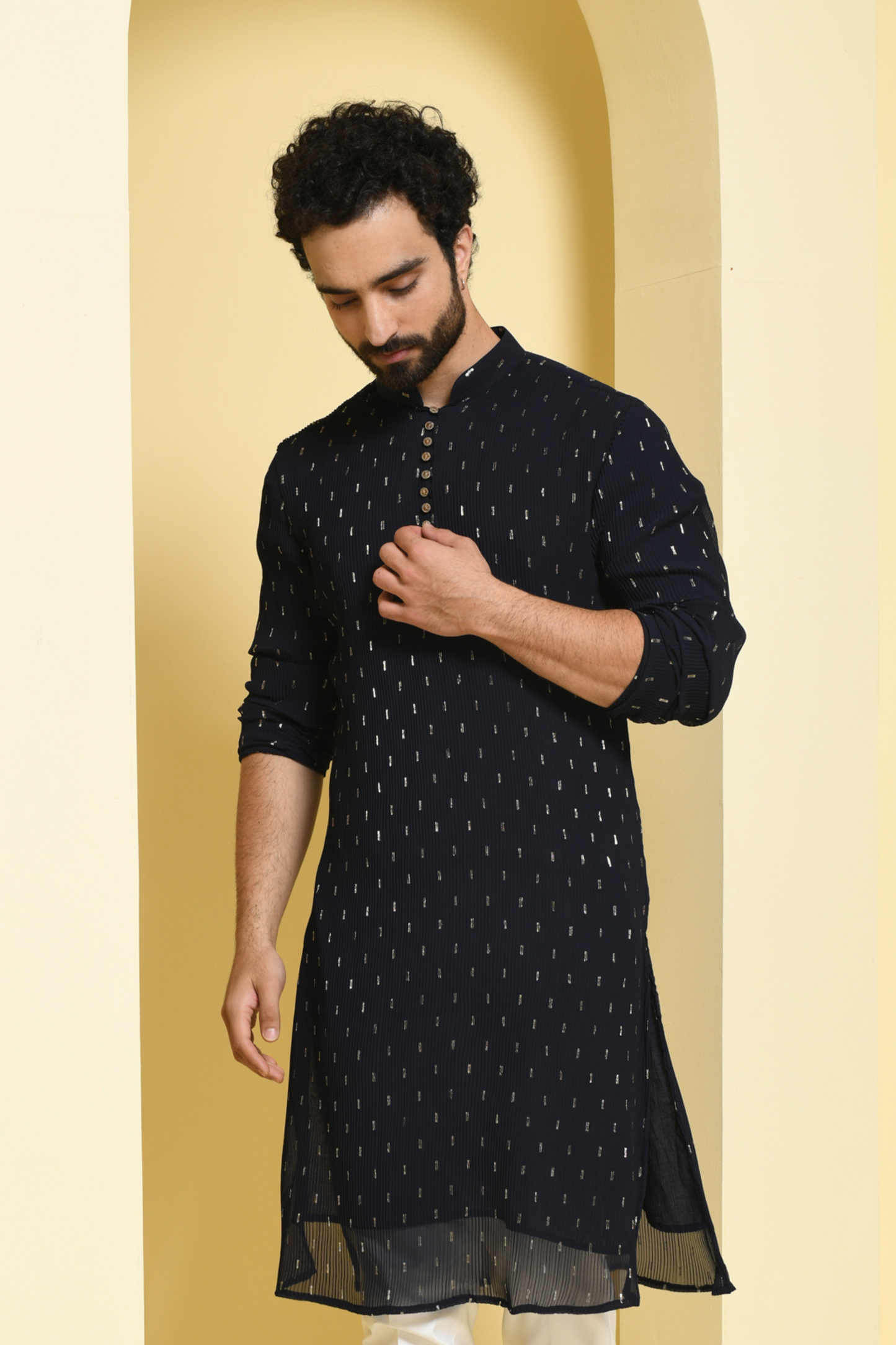 Deep Blue Embellished Kurta Set